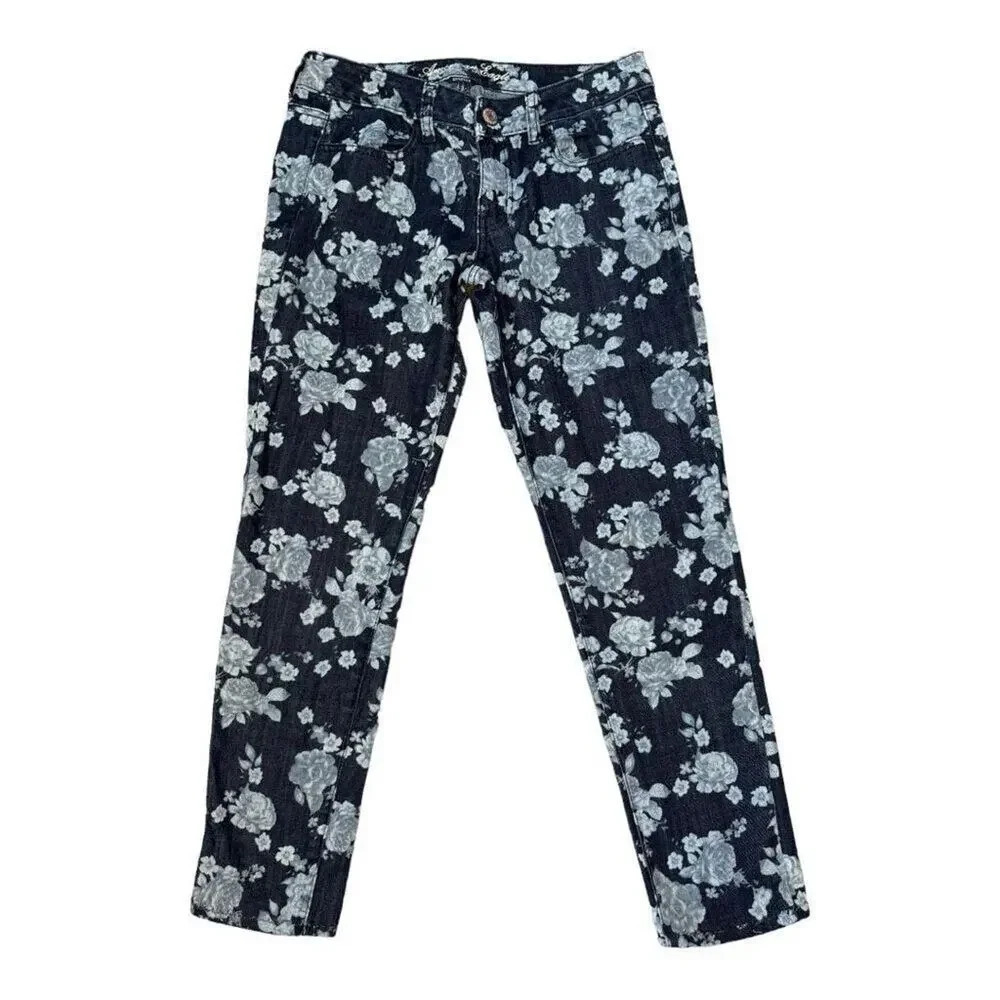 American Eagle Outfitters Women’s Size 6 Regular Blue Floral Stretch Jegging